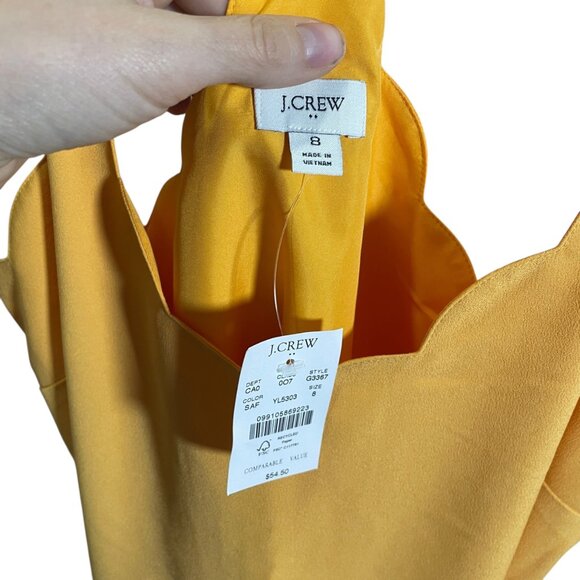 J.Crew Women’s Scalloped Strappy Tank Top Size 8 Safari Yellow - Picture 3 of 4